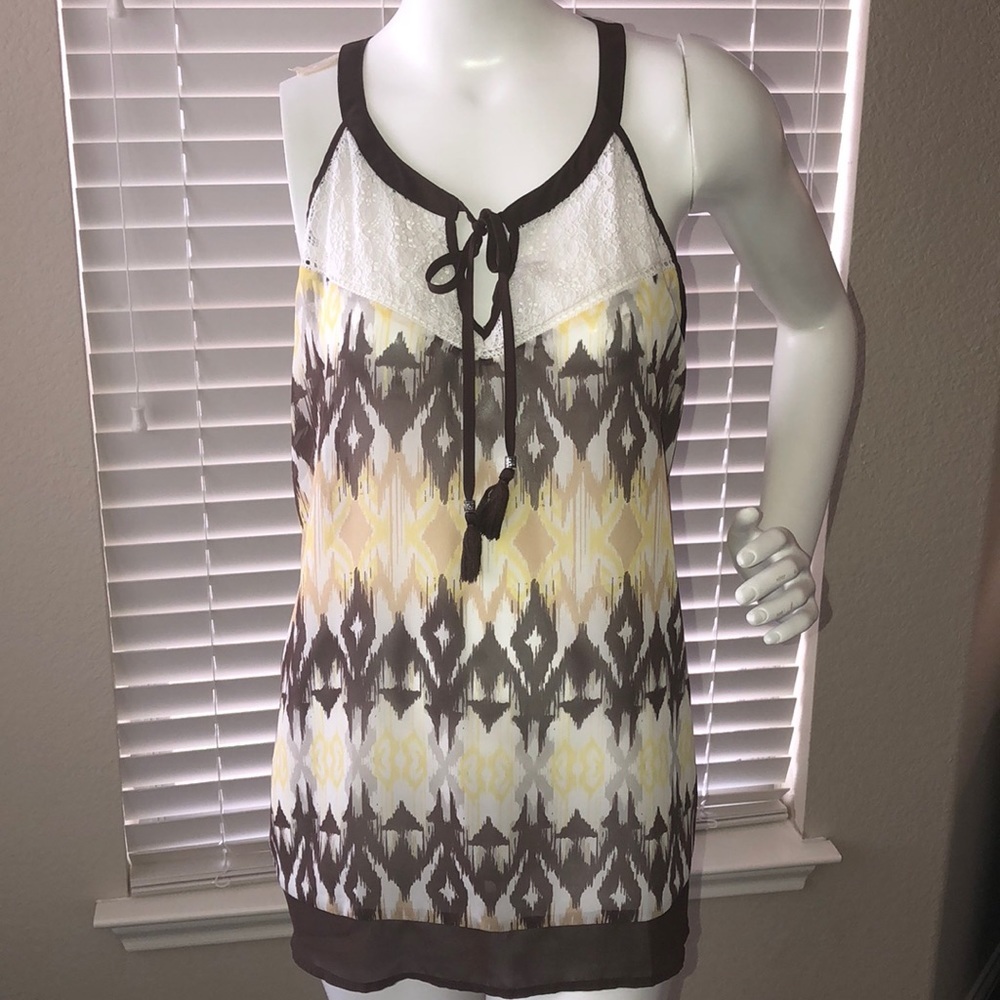 Sheer brown and yellow tank top​